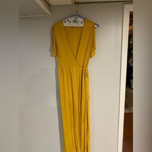 Lulu’s mustard wrap maxi dress